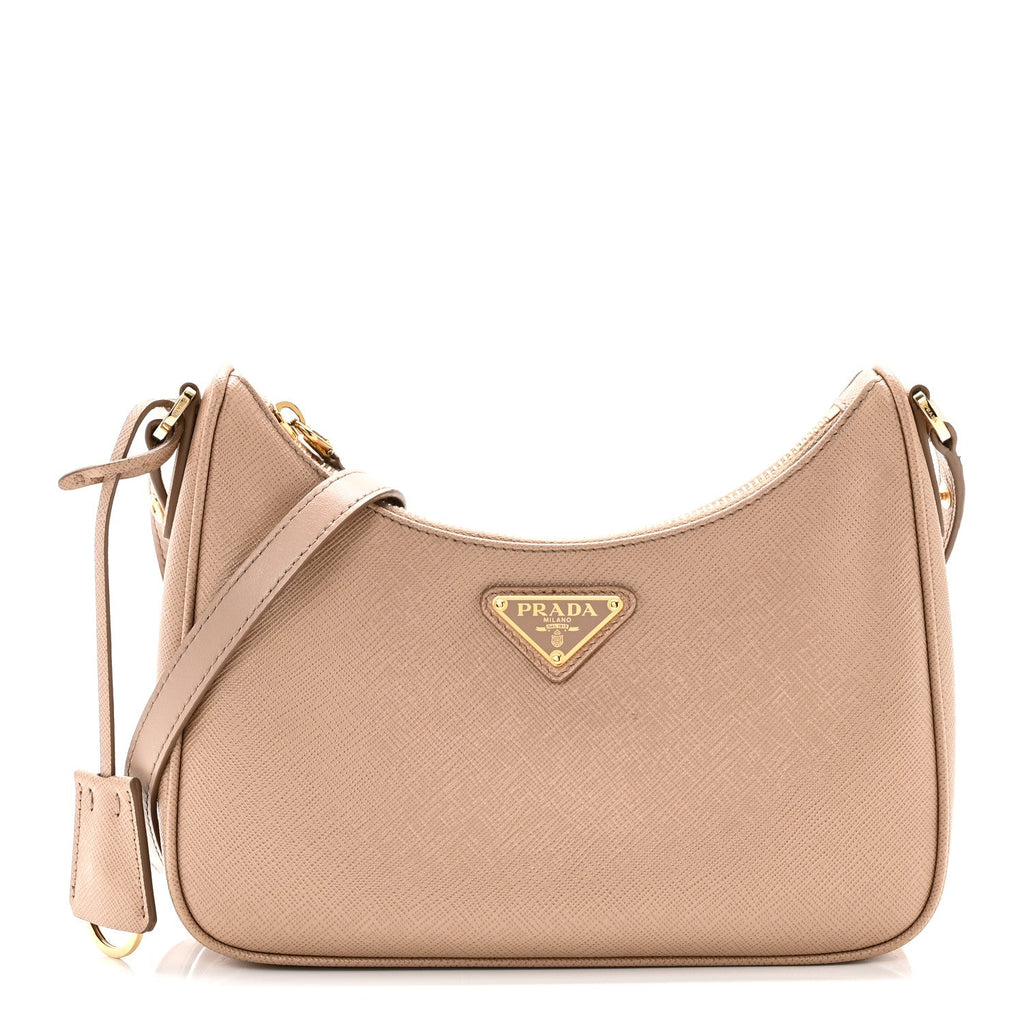 Saffiano Lux Re-Edition Mini Shoulder Bag Cammeo