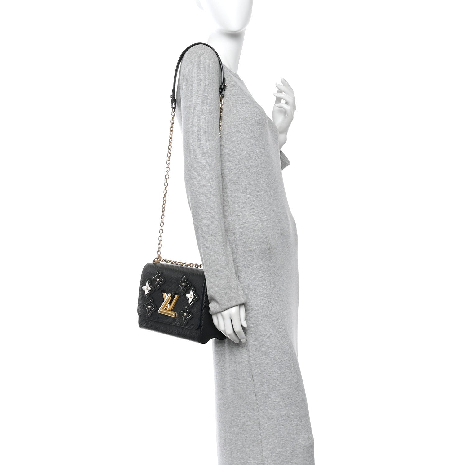 Epi Flowers Twist Shoulder Bag MM Black