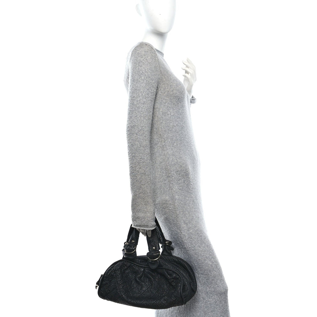 Distressed Lambskin Le Marais Bowler Black