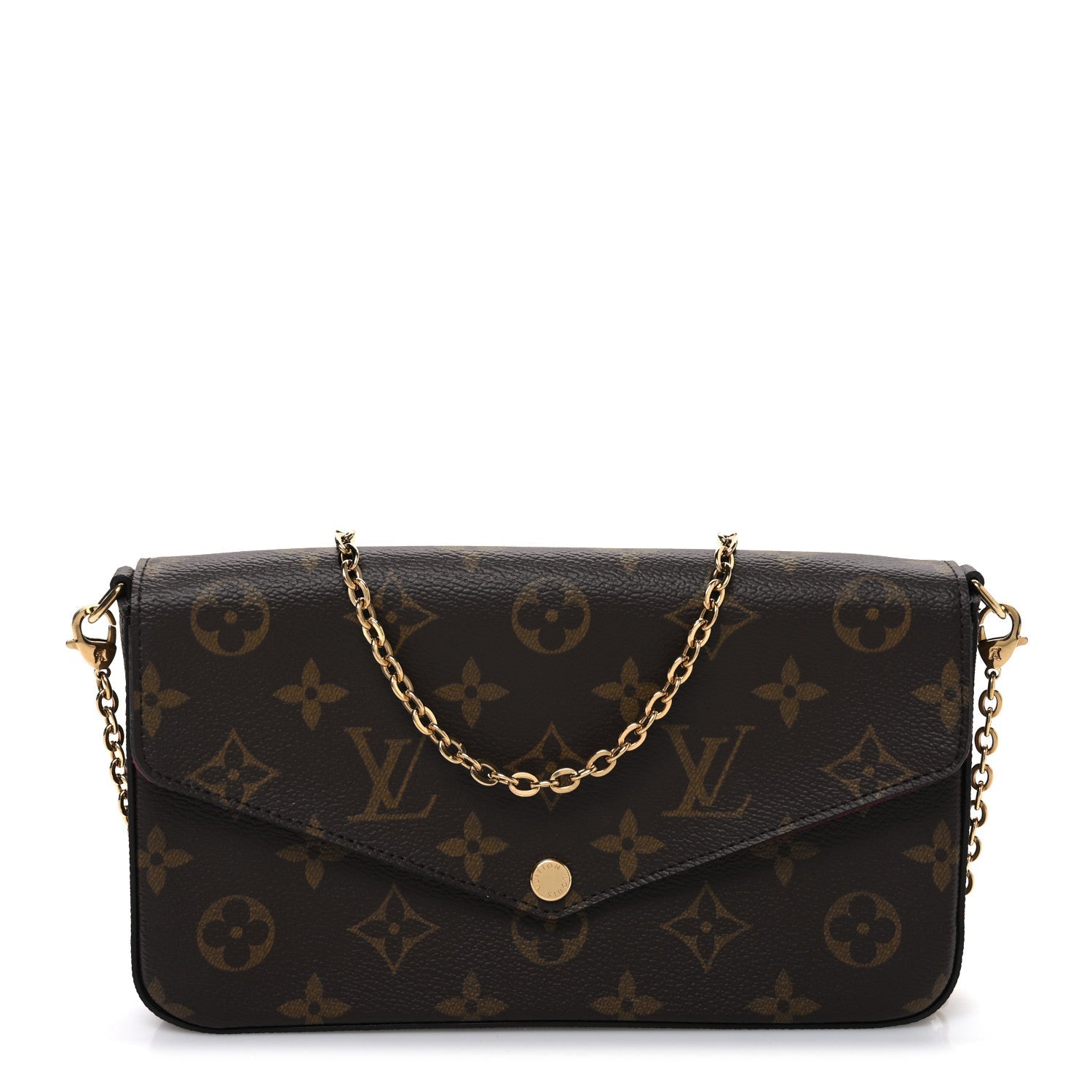 Monogram Pochette Felicie Chain Wallet Fuchsia