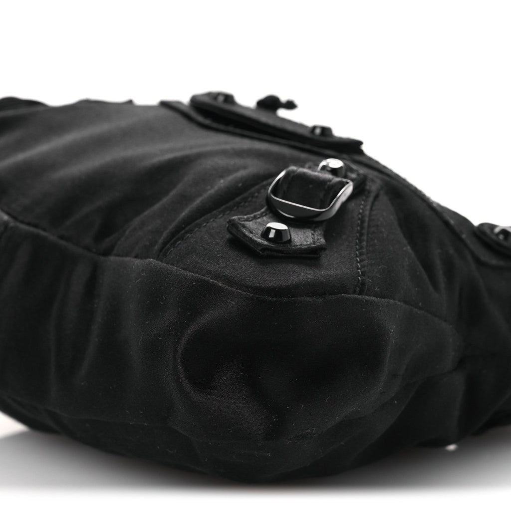 Satin Enamel Classique Chain Shoulder Bag Black