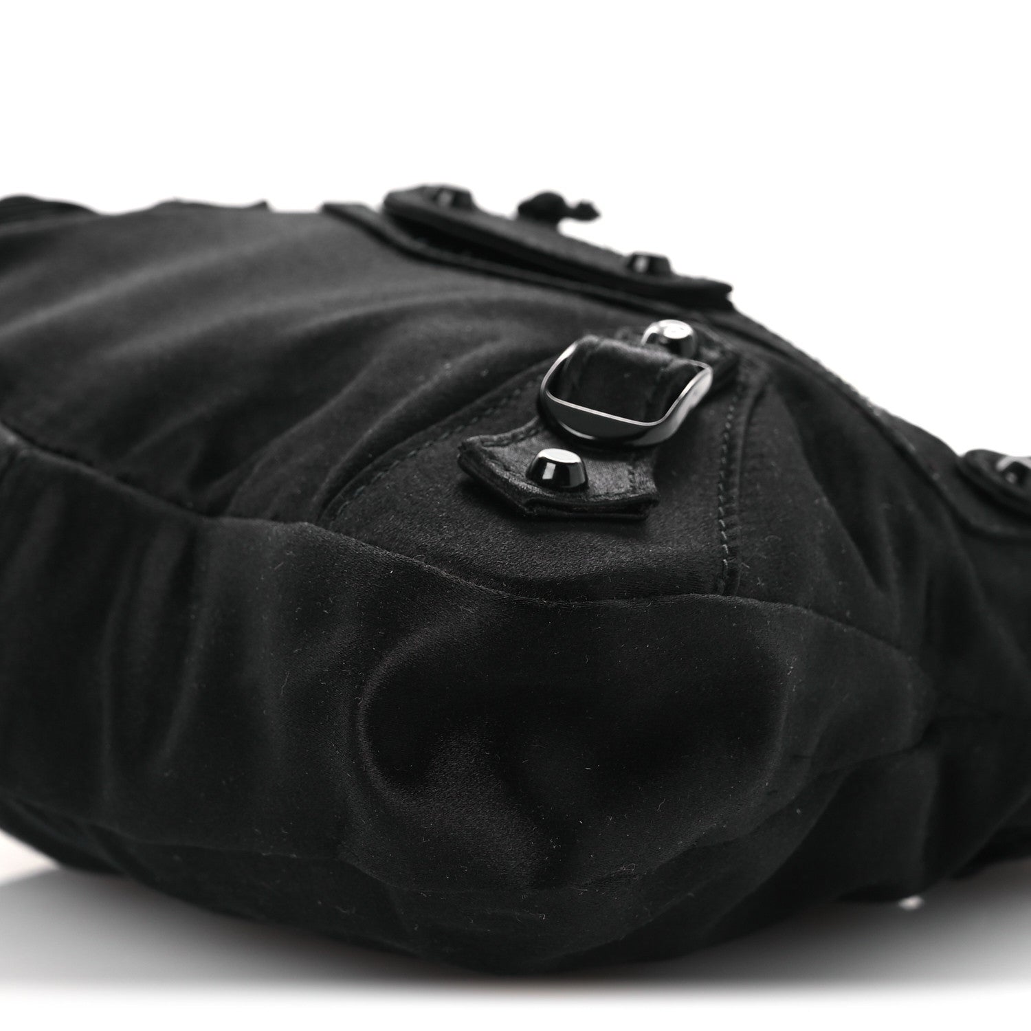 Satin Enamel Classique Chain Shoulder Bag Black