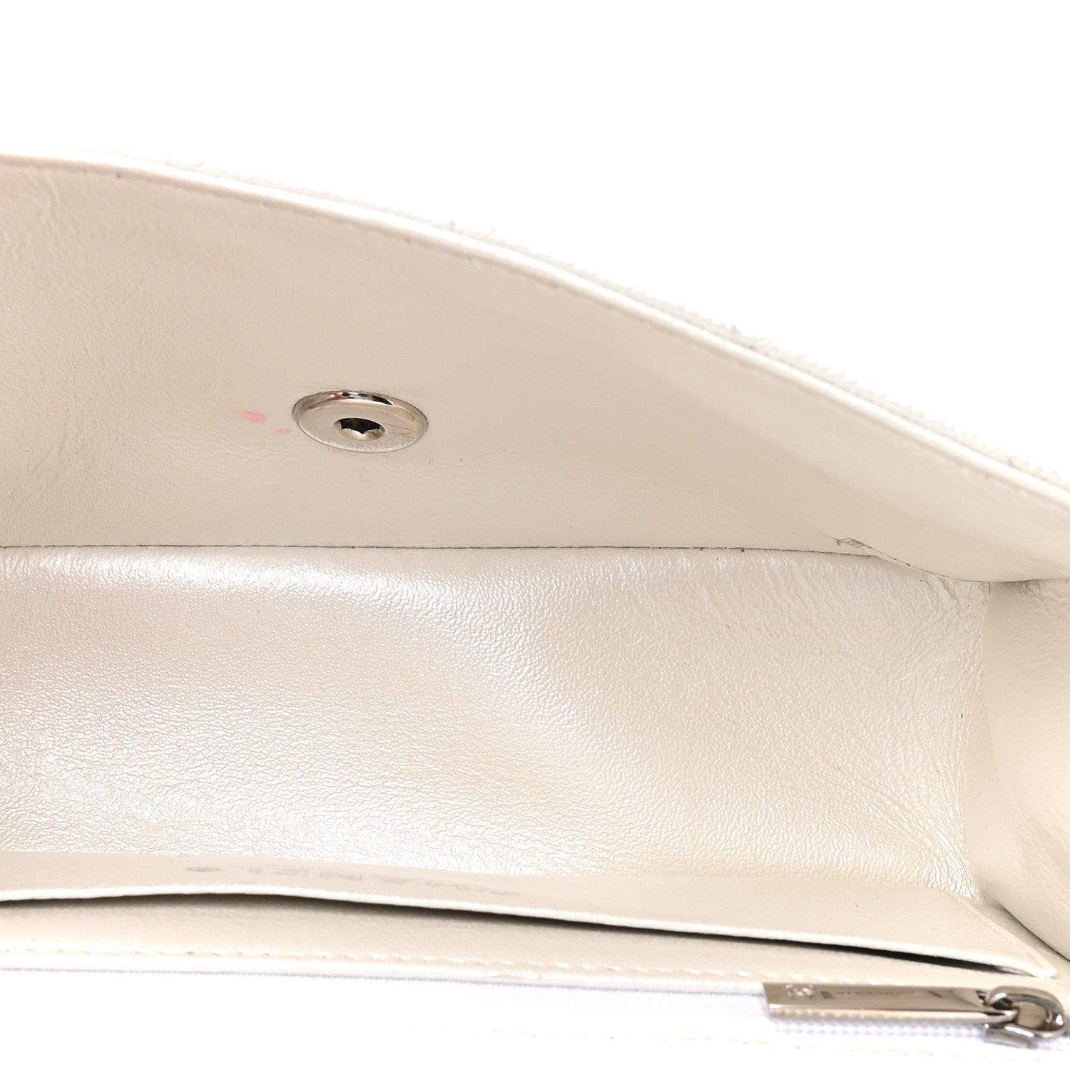 Metallic Caviar Quilted Mini Top Handle Rectangular Flap White