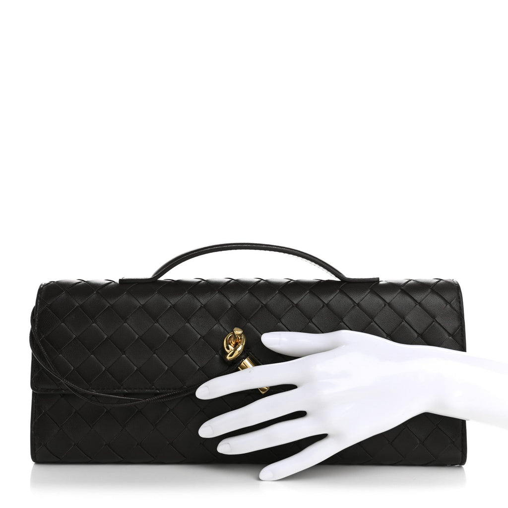 Nappa Intrecciato Long Andiamo Top Handle Clutch Fondant