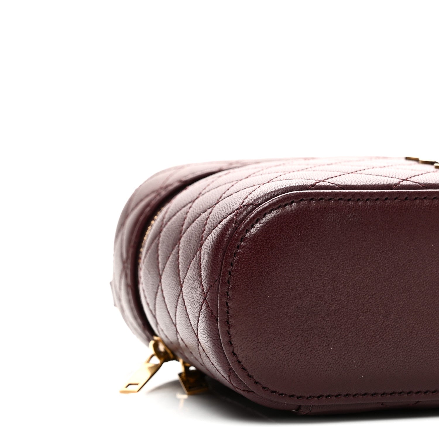 Lambskin Quilted Mini Gaby Vanity Case Rouge Cabernet