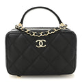 Caviar Quilted Small Top Handle Vanity Case Black