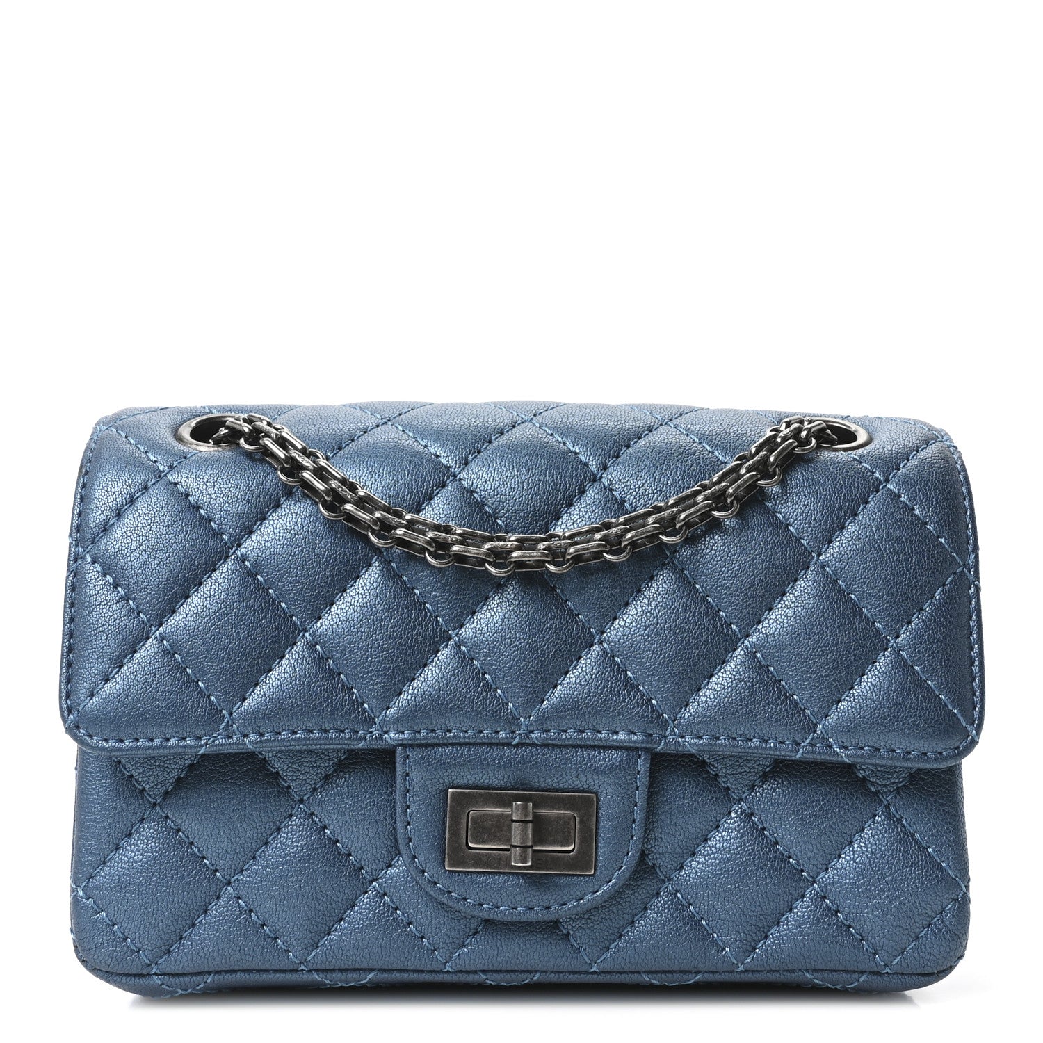 Metallic Sheepskin Quilted 2.55 Reissue Mini Flap Blue