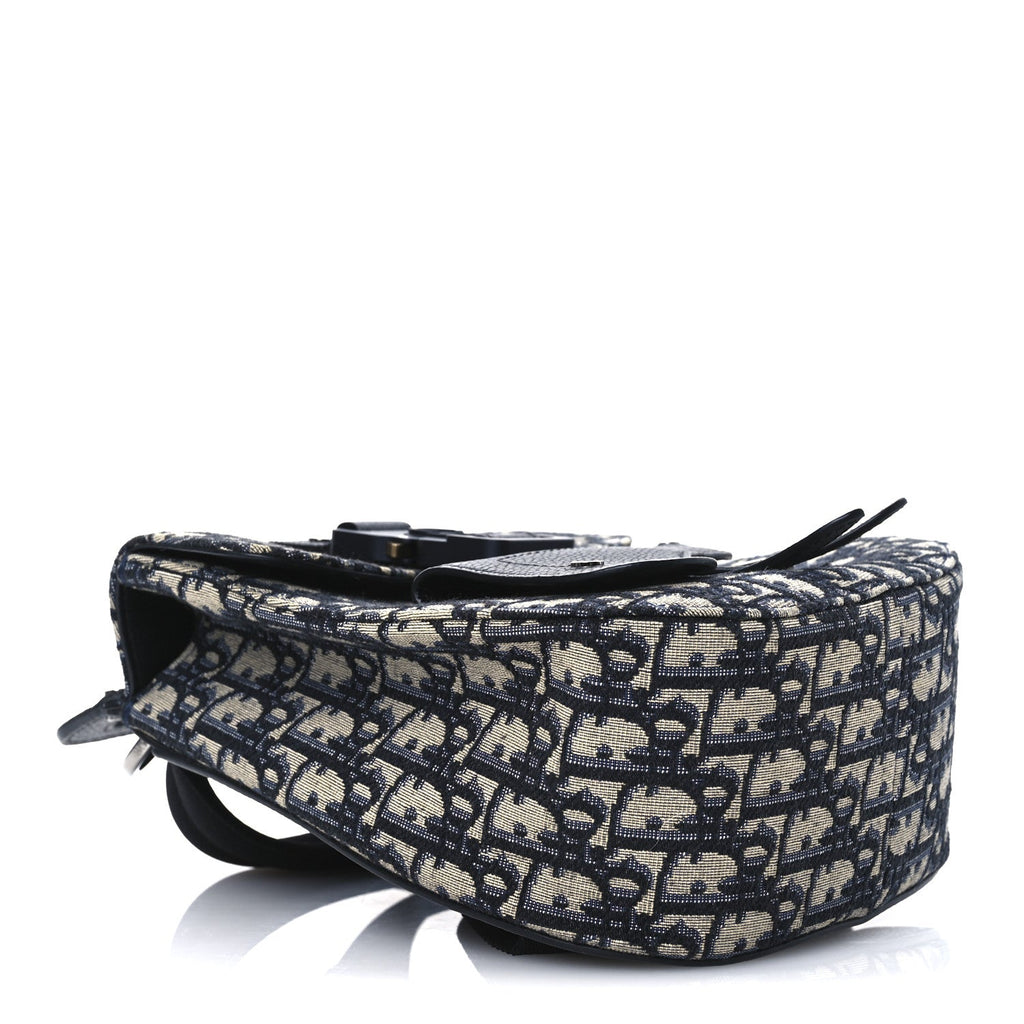 HOMME Oblique Calfskin Mens Mini Saddle Backpack Navy Blue