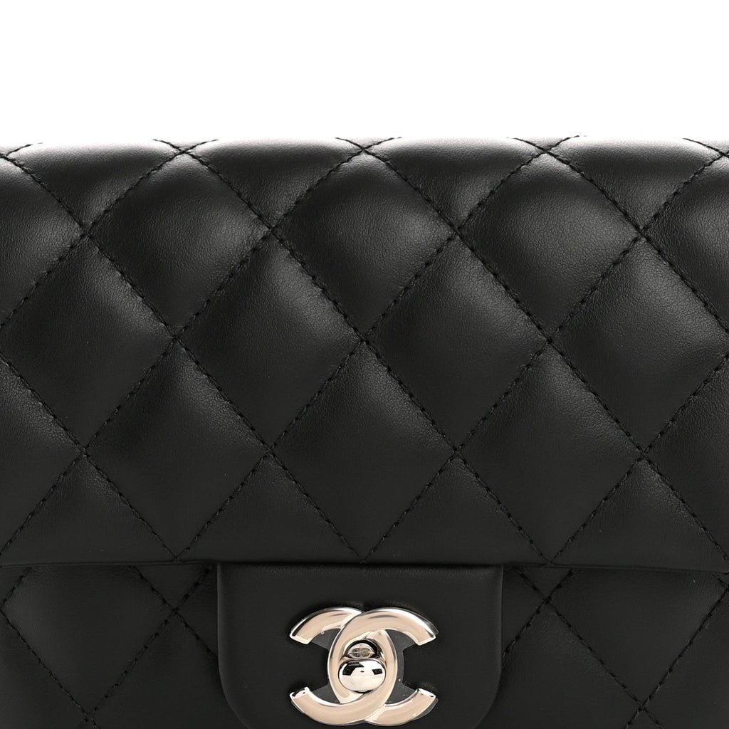 Calfskin Quilted CC Uniform Flap Belt Bag Black