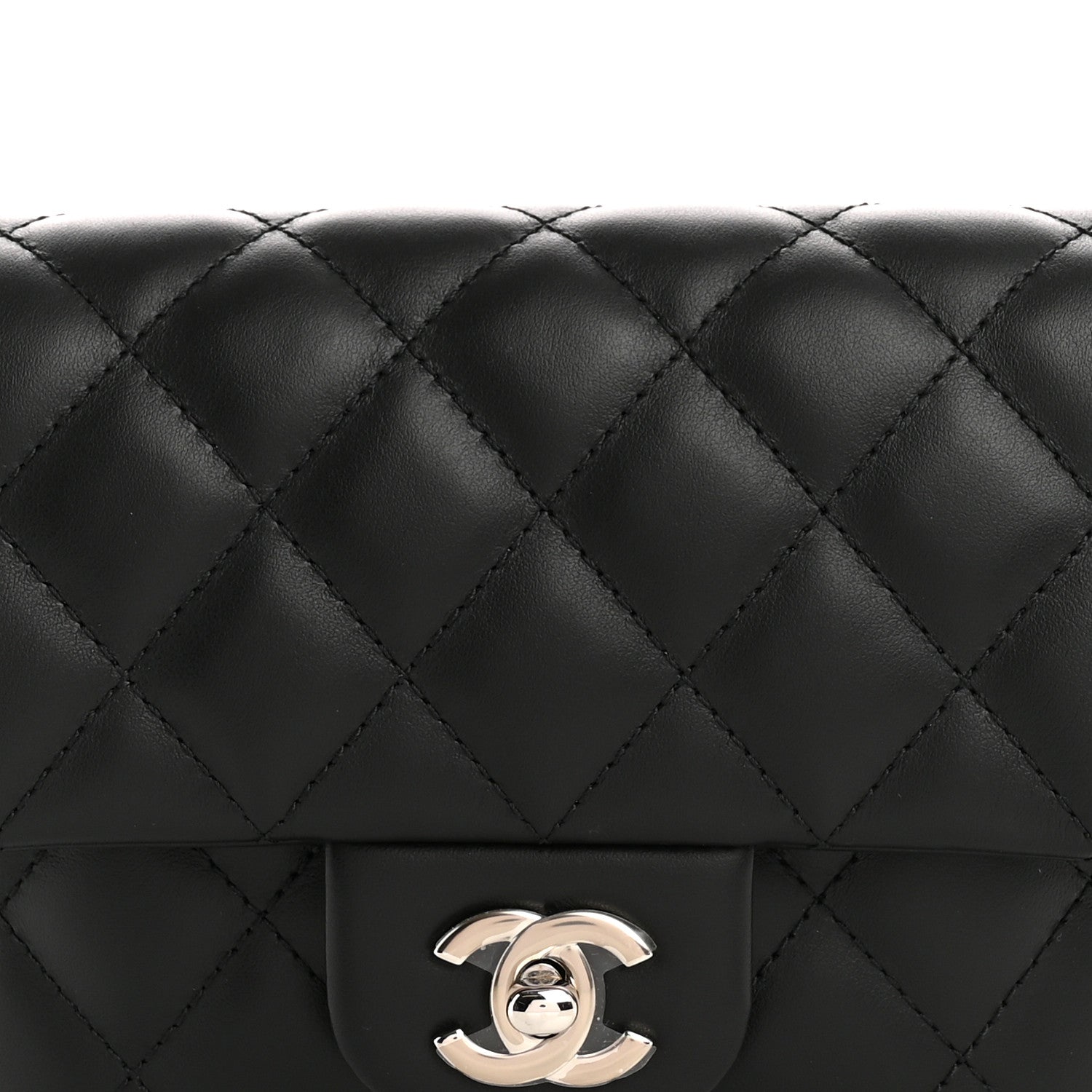 Calfskin Quilted CC Uniform Flap Belt Bag Black