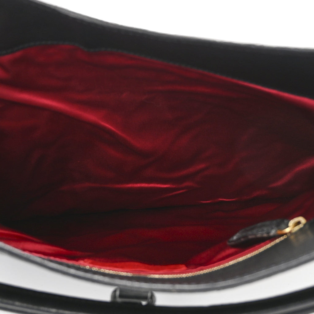 Calfskin Embossed Floral Shoulder Bag Black