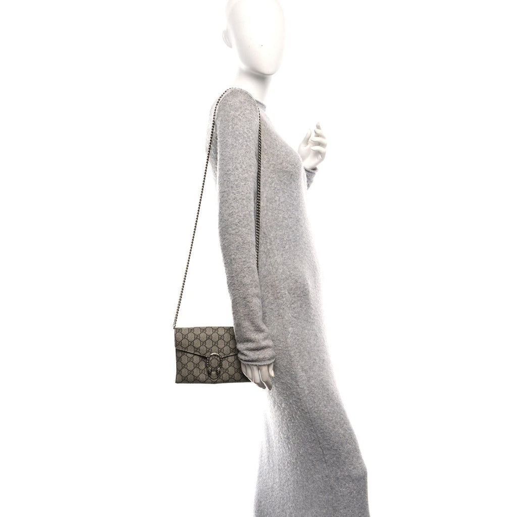 GG Supreme Monogram Mini Dionysus Chain Wallet Beige Taupe