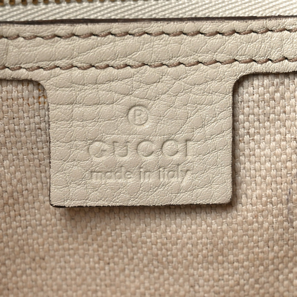 Pebbled Calfskin Medium Soho Shoulder Bag Off White