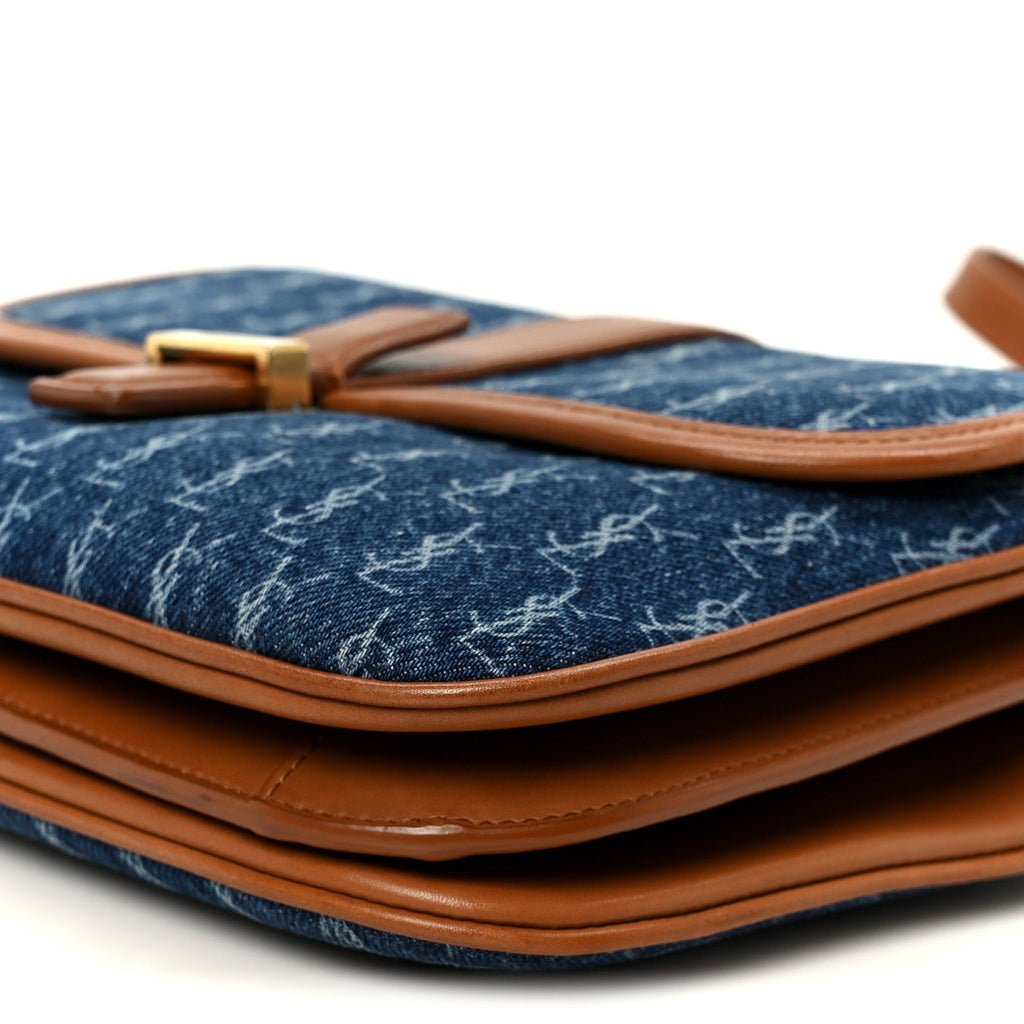 Denim All-Over Monogram Small Le Monogramme Satchel Navy Blue