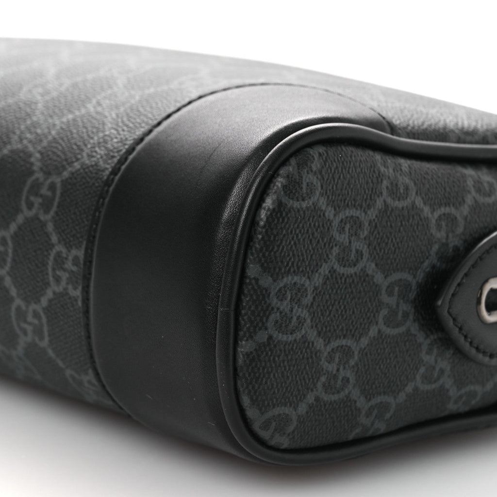 GG Supreme Monogram Textured Calfskin Emblem Small Crossbody Black