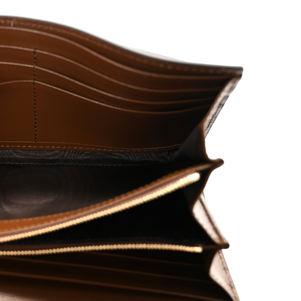 GG Supreme Monogram Azalea Calfskin Web Jackie 1961 Chain Wallet Beige Ebony Brown Sugar