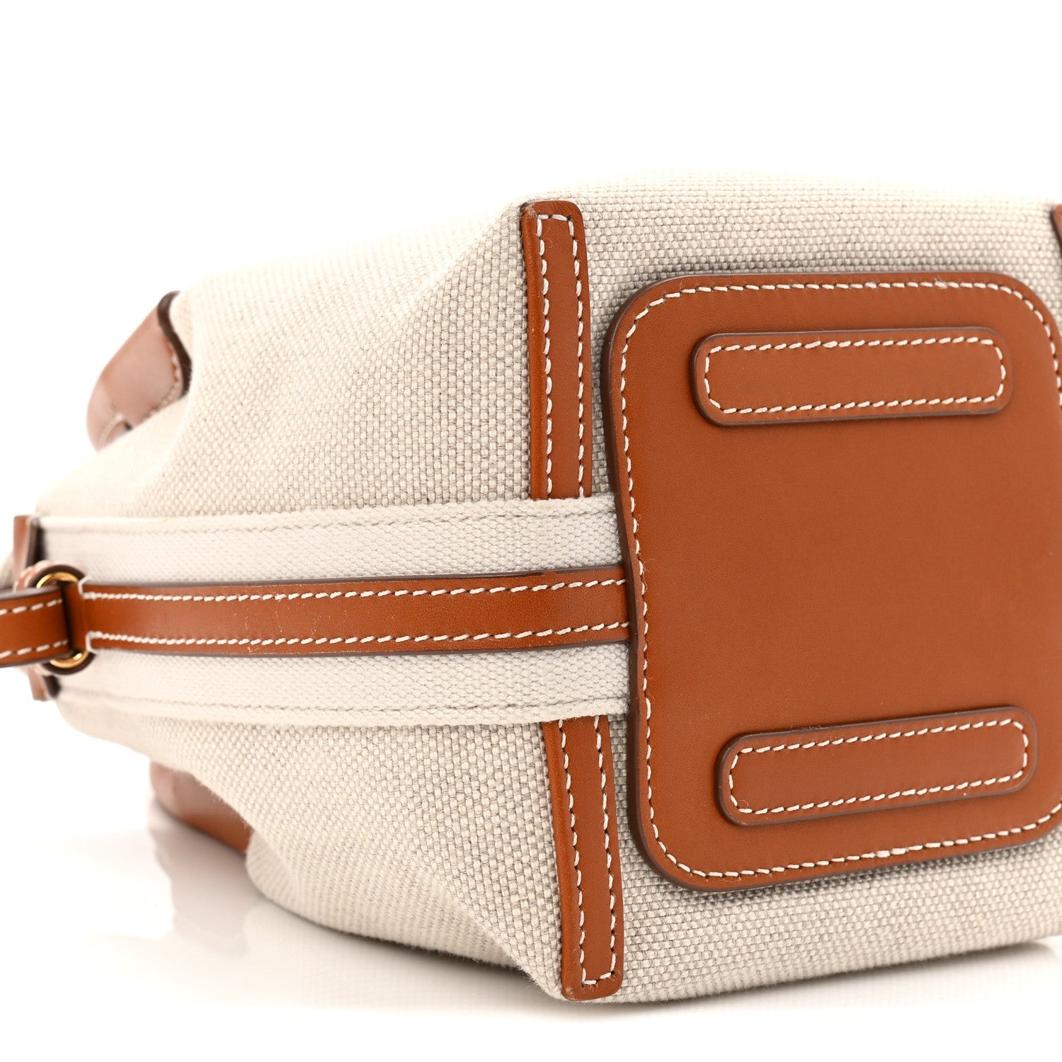 Cotton Linen Calfskin Micro Bale Bag Natural Warm Tan