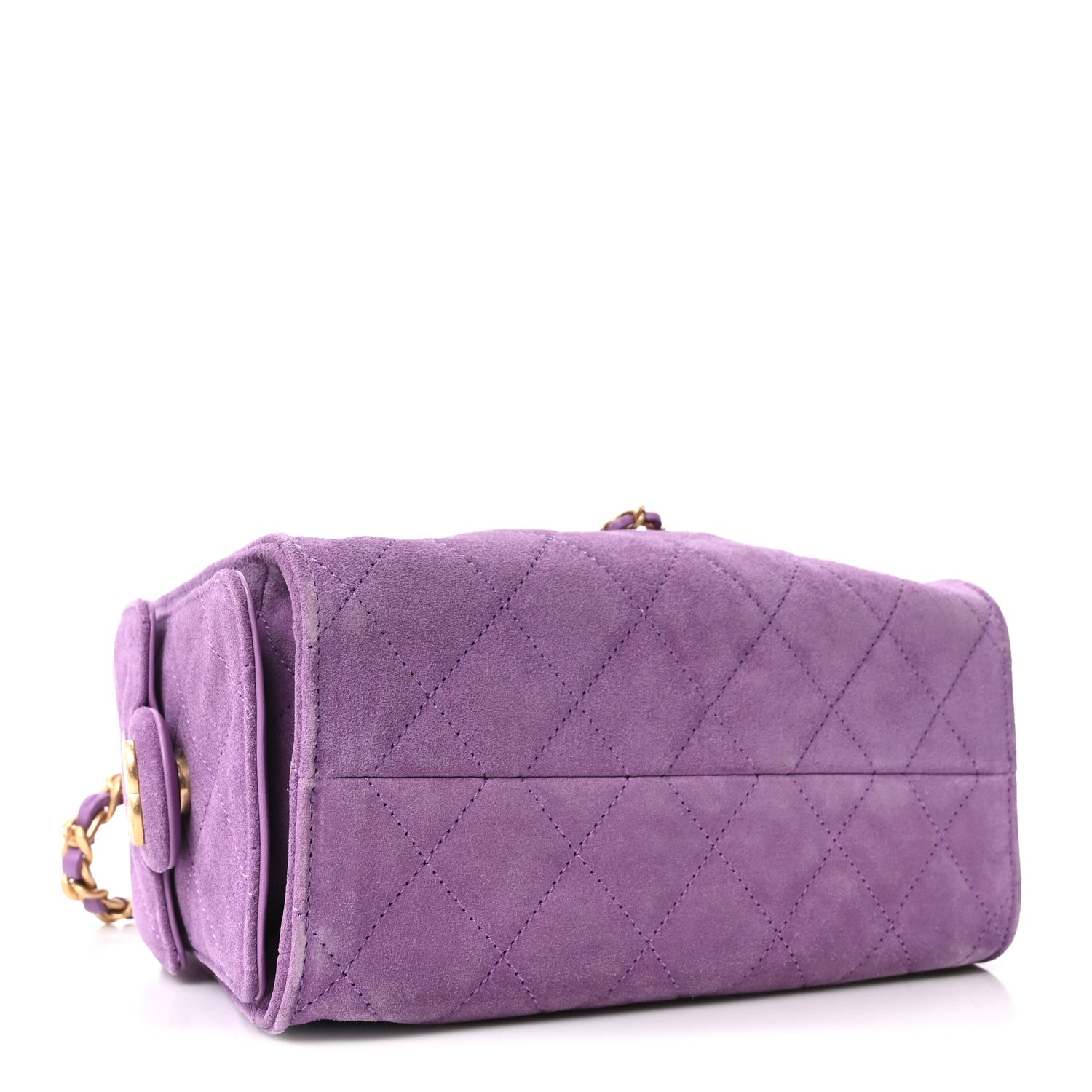 Suede Quilted Mini Chanel 25 Handbag Purple