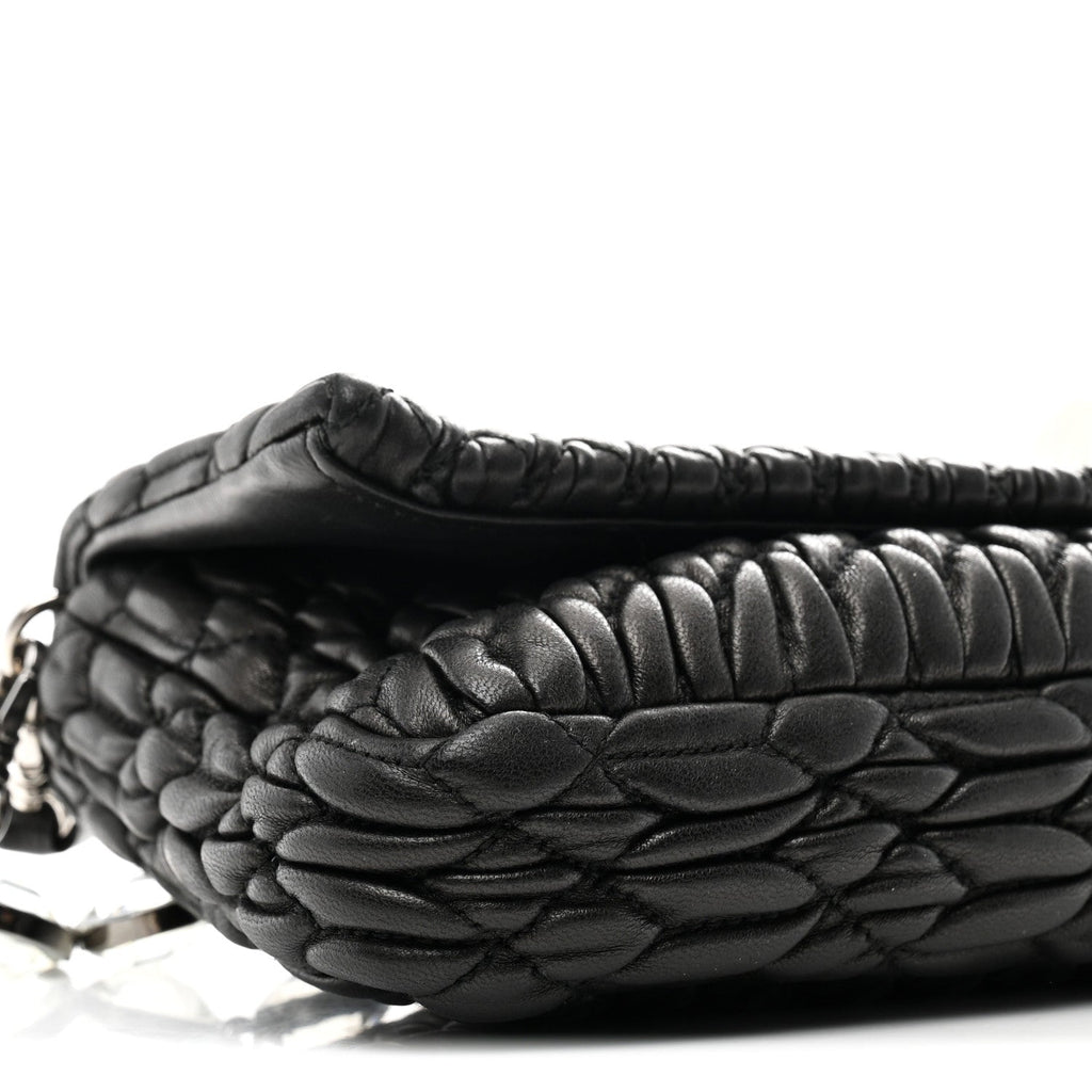 Nappa Matelasse Crystal Flap Clutch Black