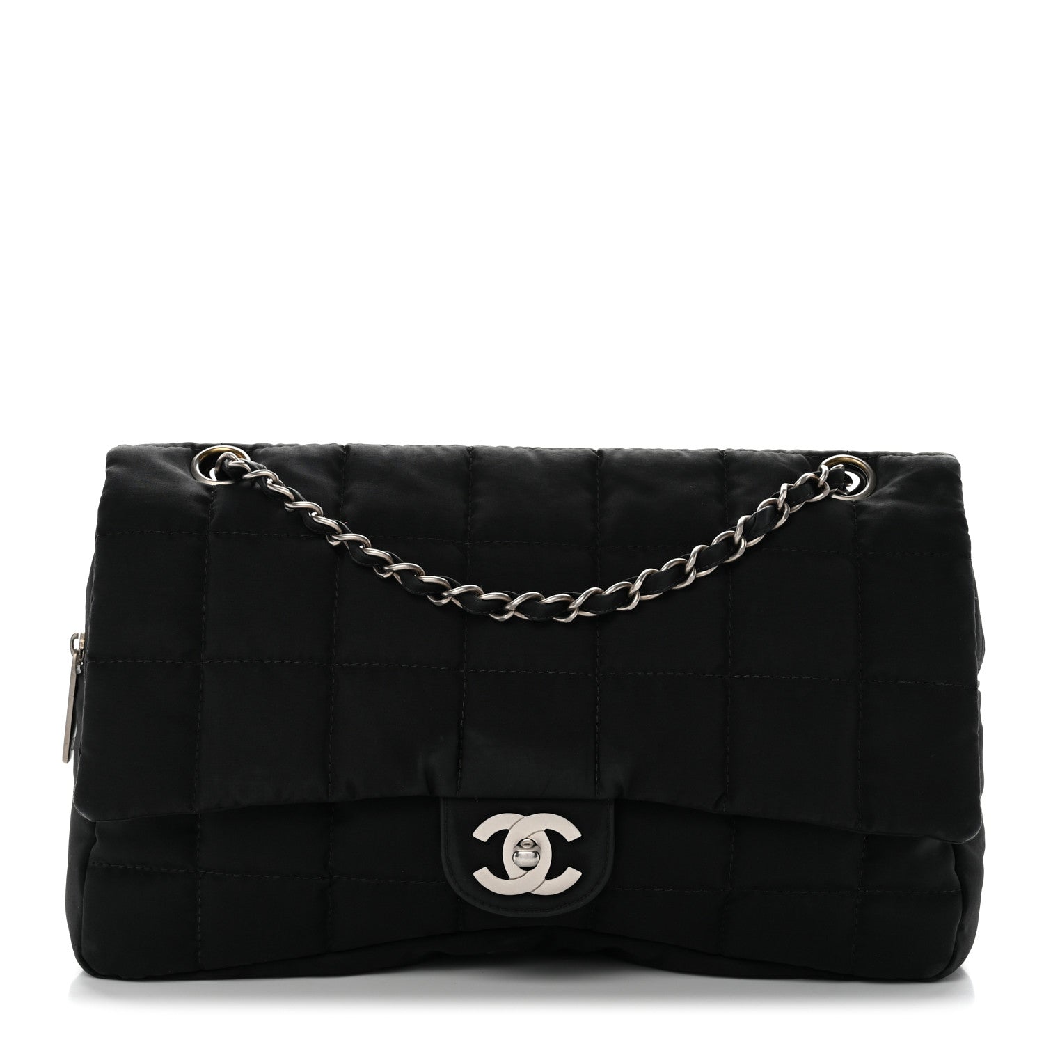 Nylon Square Quilted Flap Black