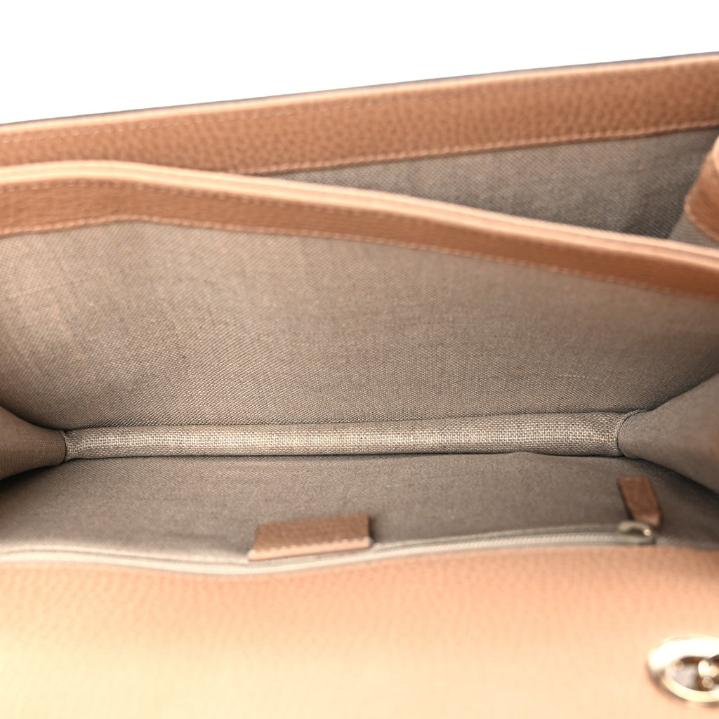 Dollar Calfskin Interlocking G Shoulder Bag Camelia