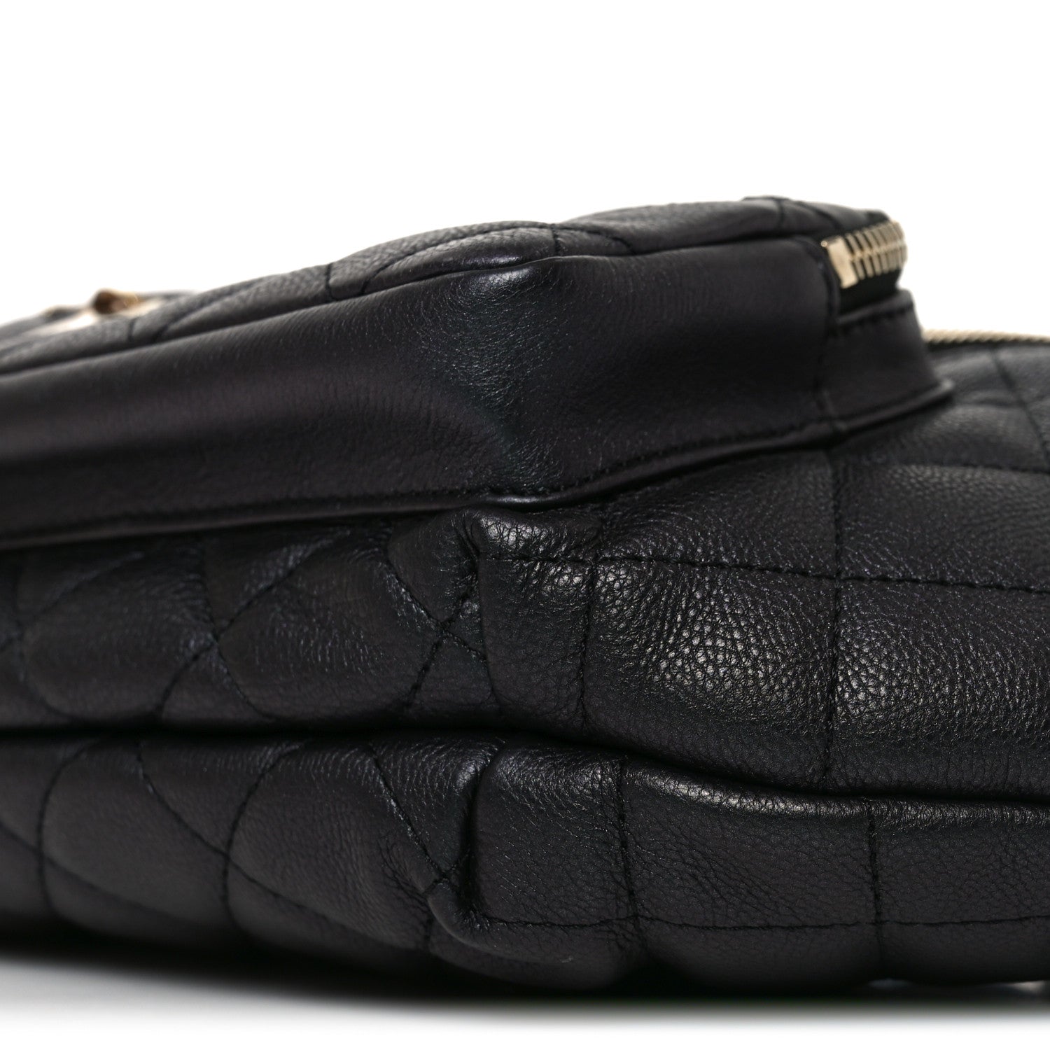 Iridescent Calfskin Quilted All About Waist Belt Bag Black