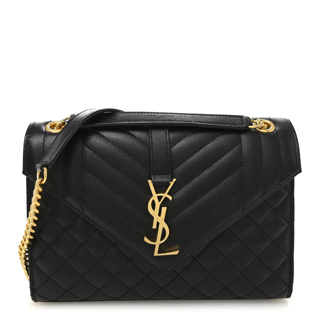 Grain De Poudre Textured Mixed Matelasse Triquilt Medium Monogram Satchel Black