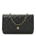 Caviar Quilted Wallet on Chain WOC Black