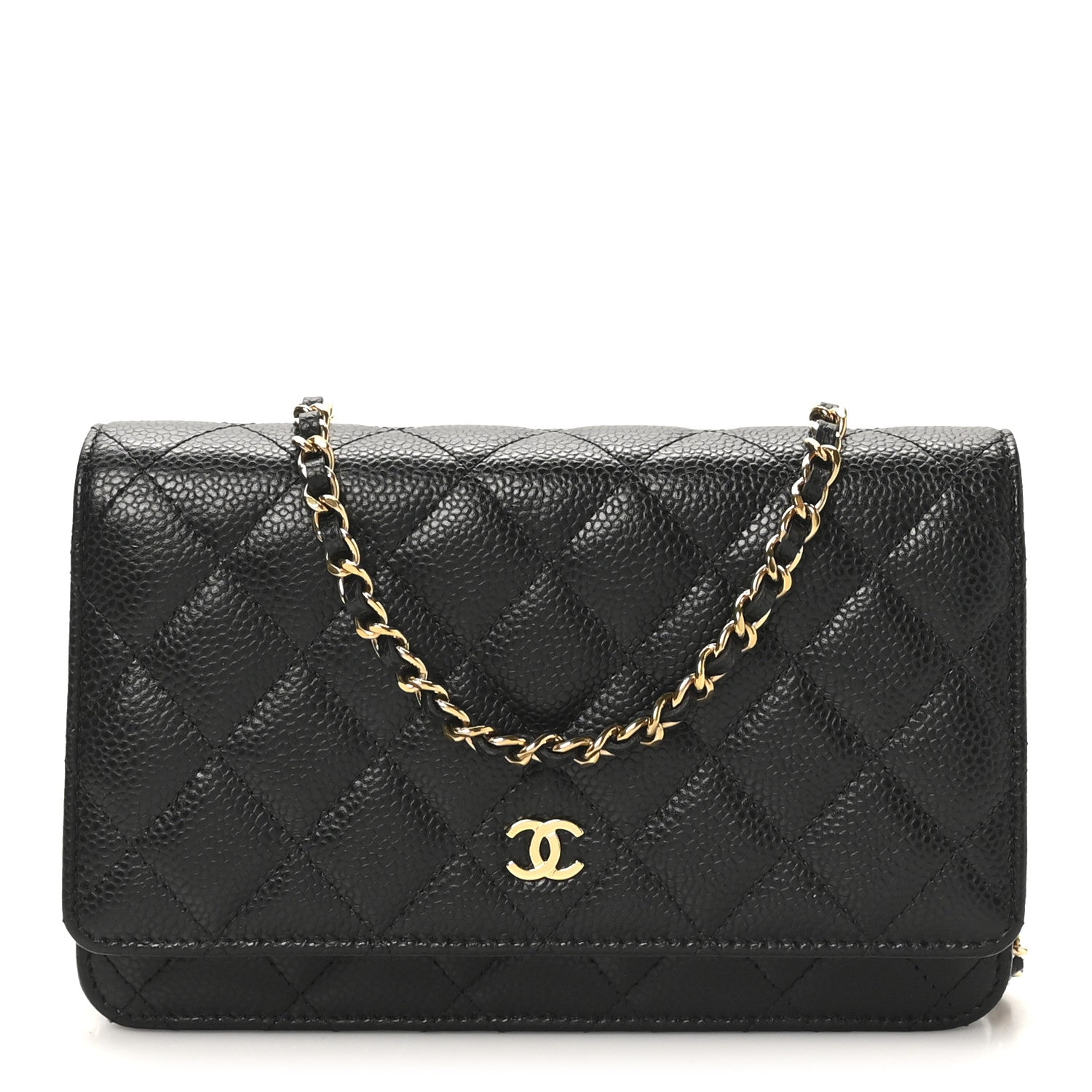 Caviar Quilted Wallet on Chain WOC Black