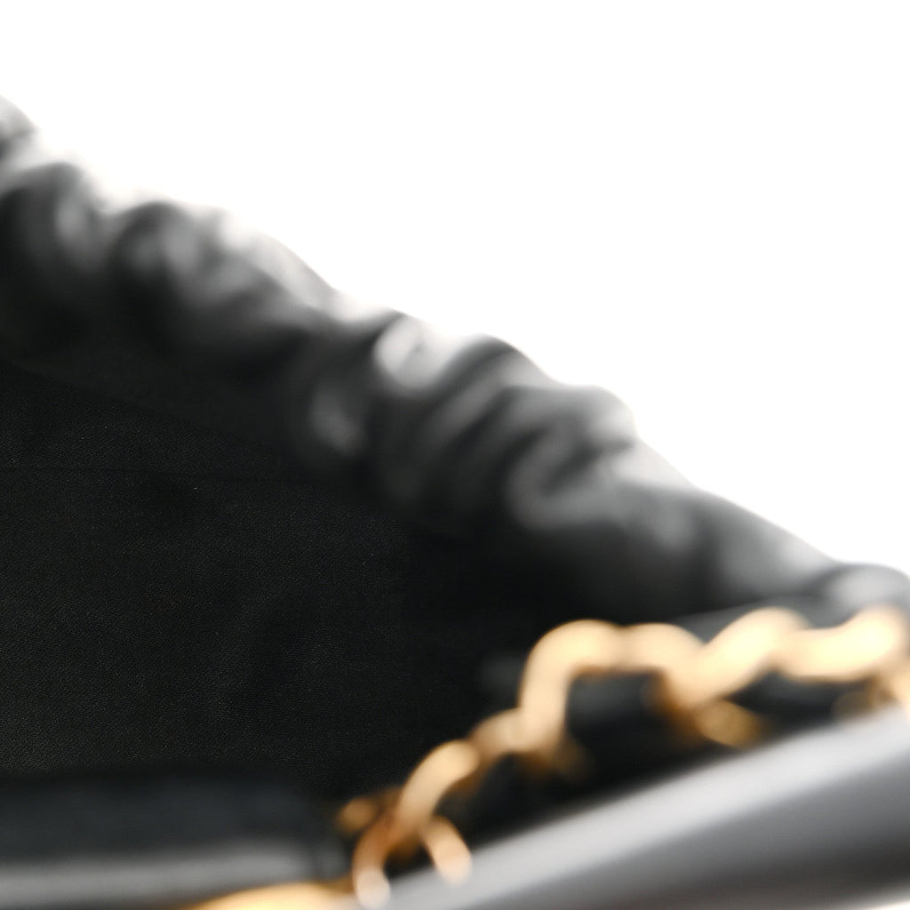 Lambskin Resin Quilted Small Bucket Bag Black