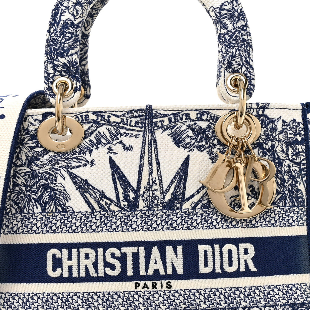 Canvas Reverse Embroidered Rêve d'Infini Medium Lady D-Lite Blue Multicolor