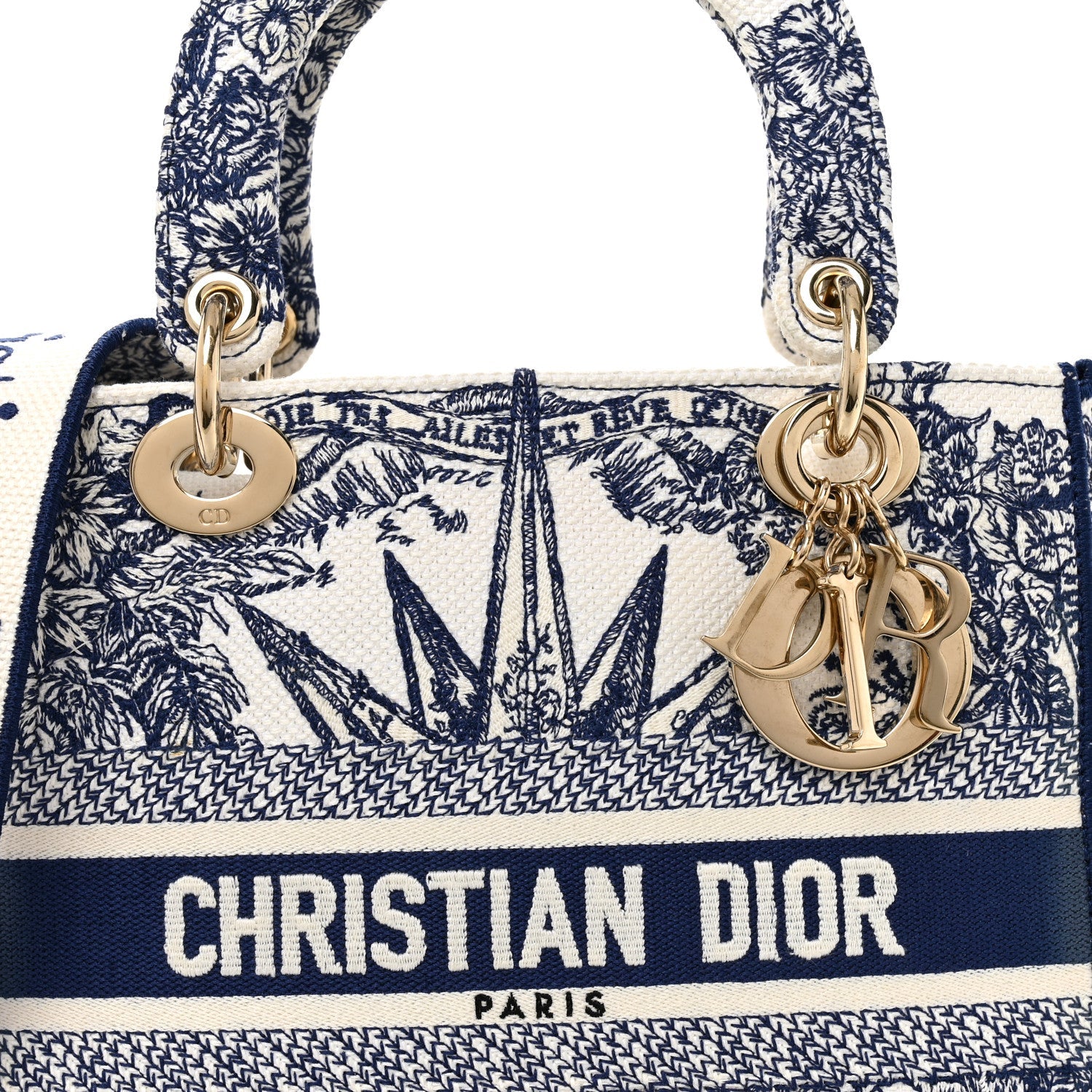 Canvas Reverse Embroidered Rêve d'Infini Medium Lady D-Lite Blue Multicolor