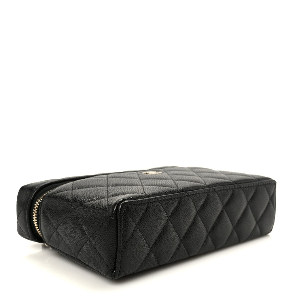 Caviar Quilted Top Handle Slim Vanity With Chain Black
