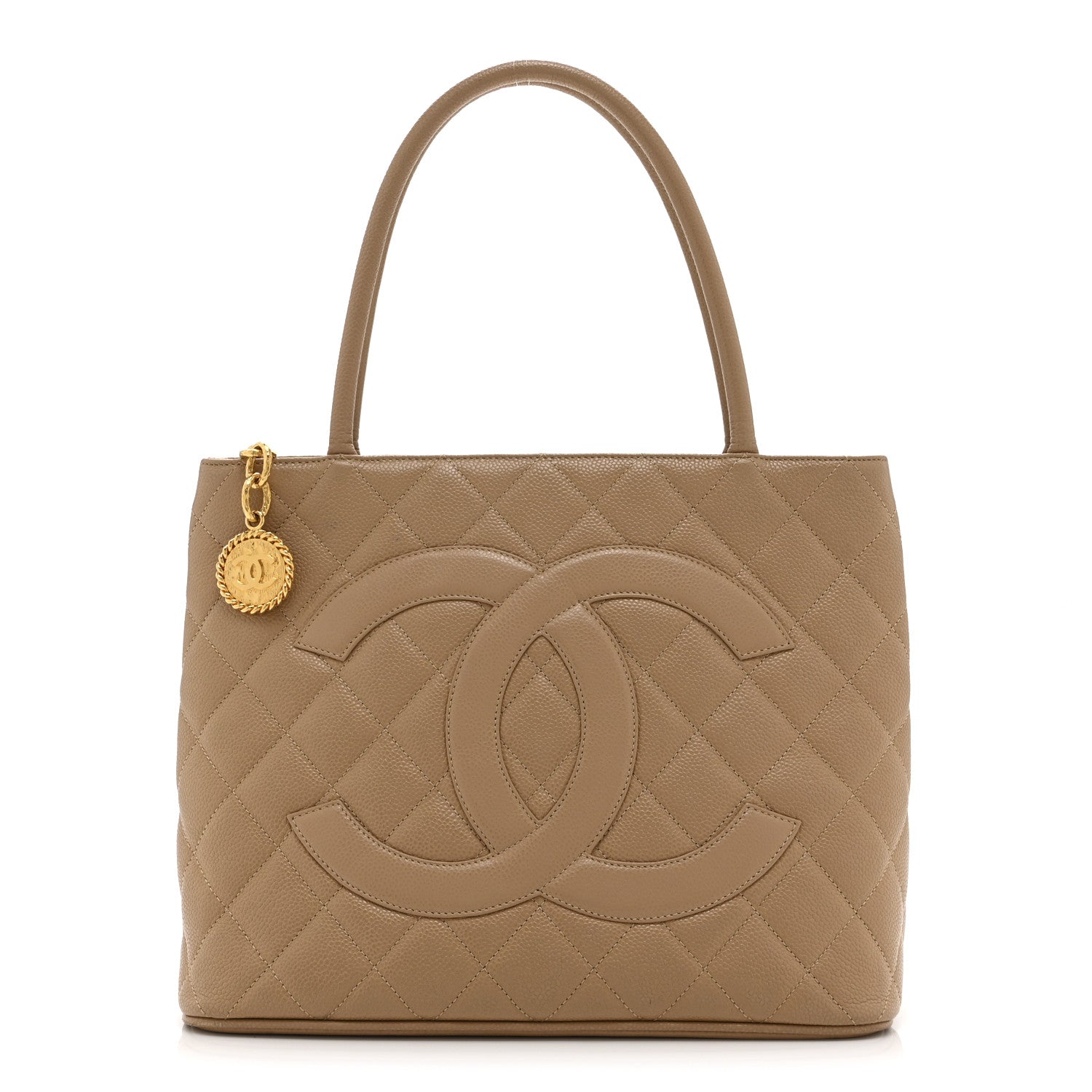 Caviar Quilted Medallion Tote Beige