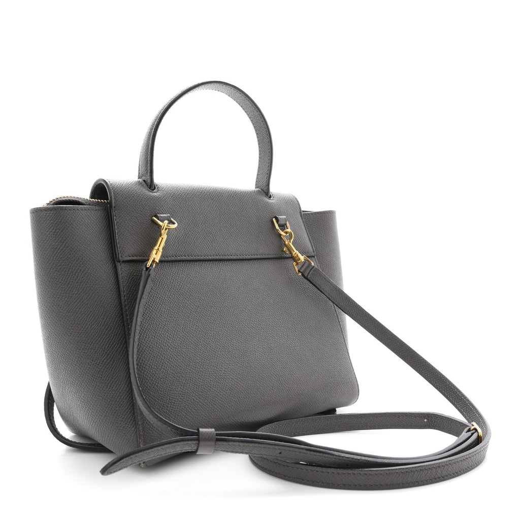 Grained Calfskin Nano Belt Bag Grey