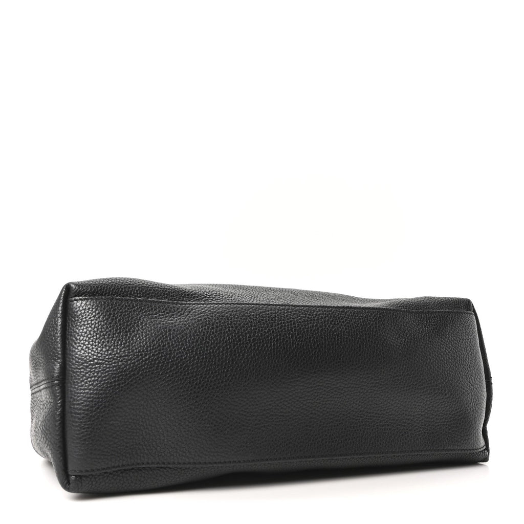 Pebbled Calfskin Medium Soho Chain Shoulder Bag Black