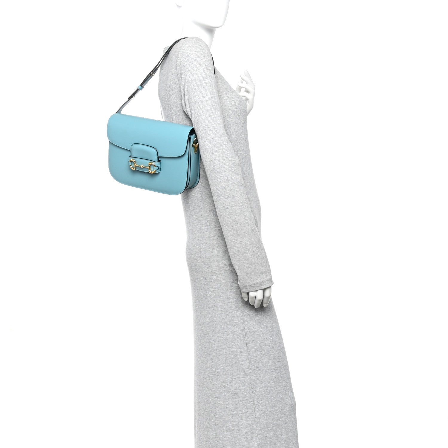 Azalea Calfskin Horsebit 1955 Shoulder Bag Dusty Azure