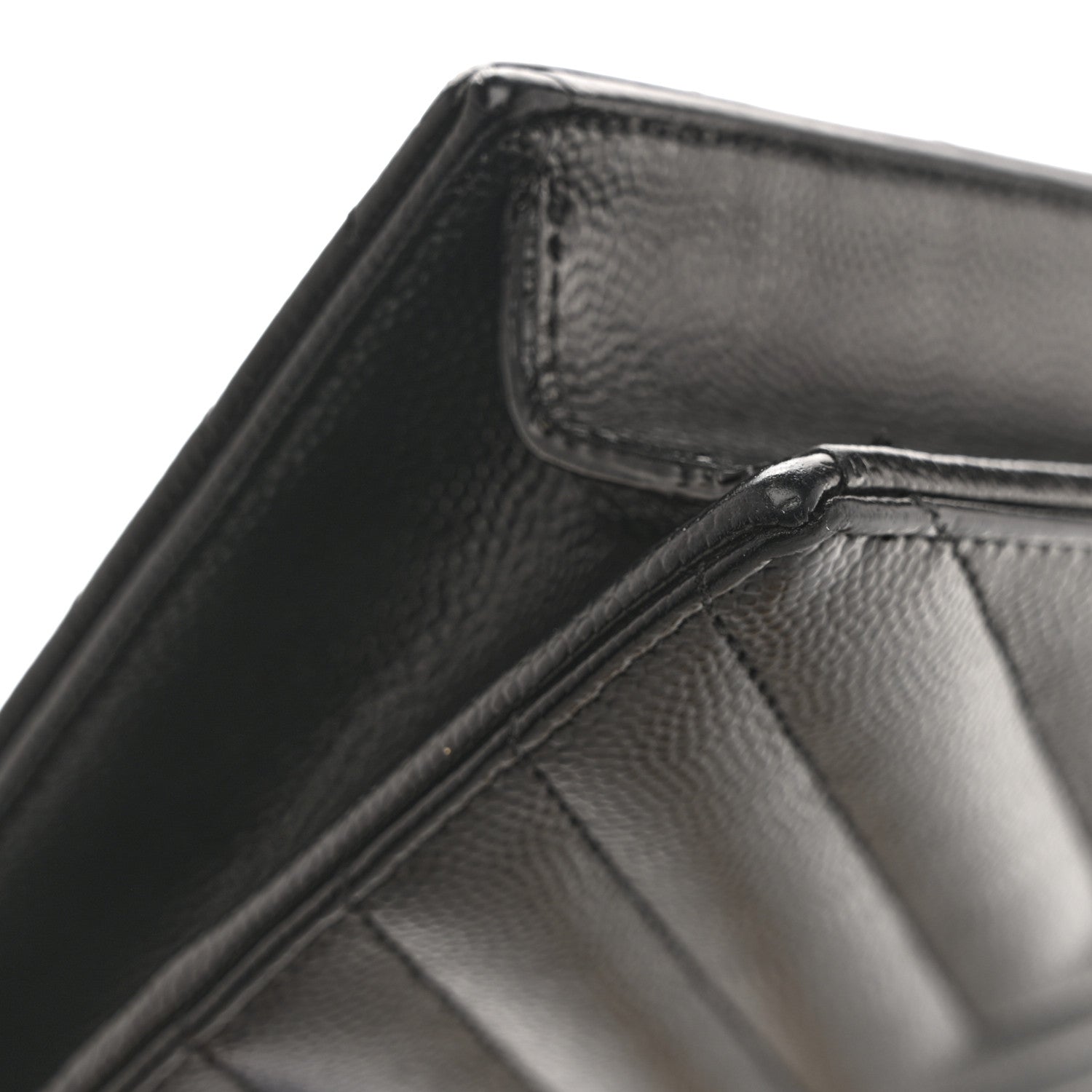 Grain De Poudre Matelasse Chevron Monogram Envelope Chain Wallet Black
