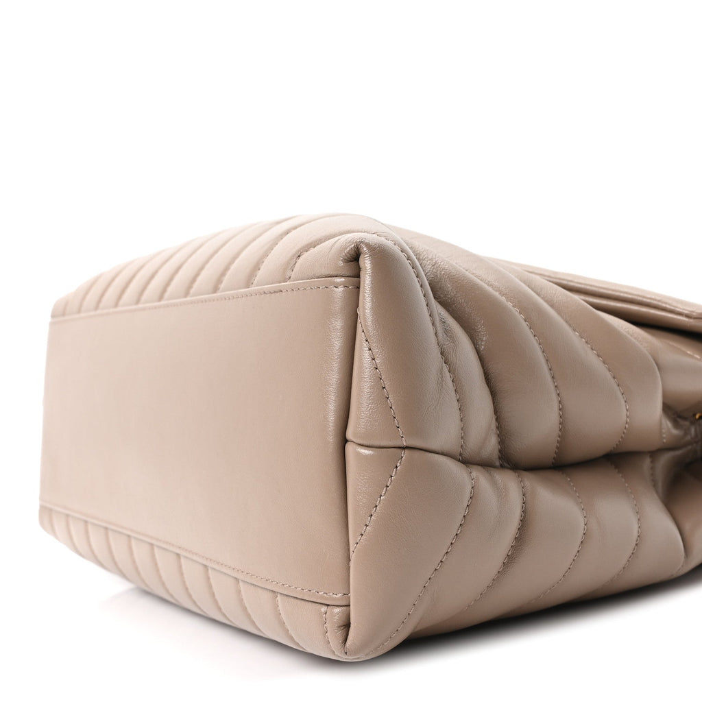 Calfskin Y Quilted Monogram Medium Loulou Chain Satchel Dusty Grey