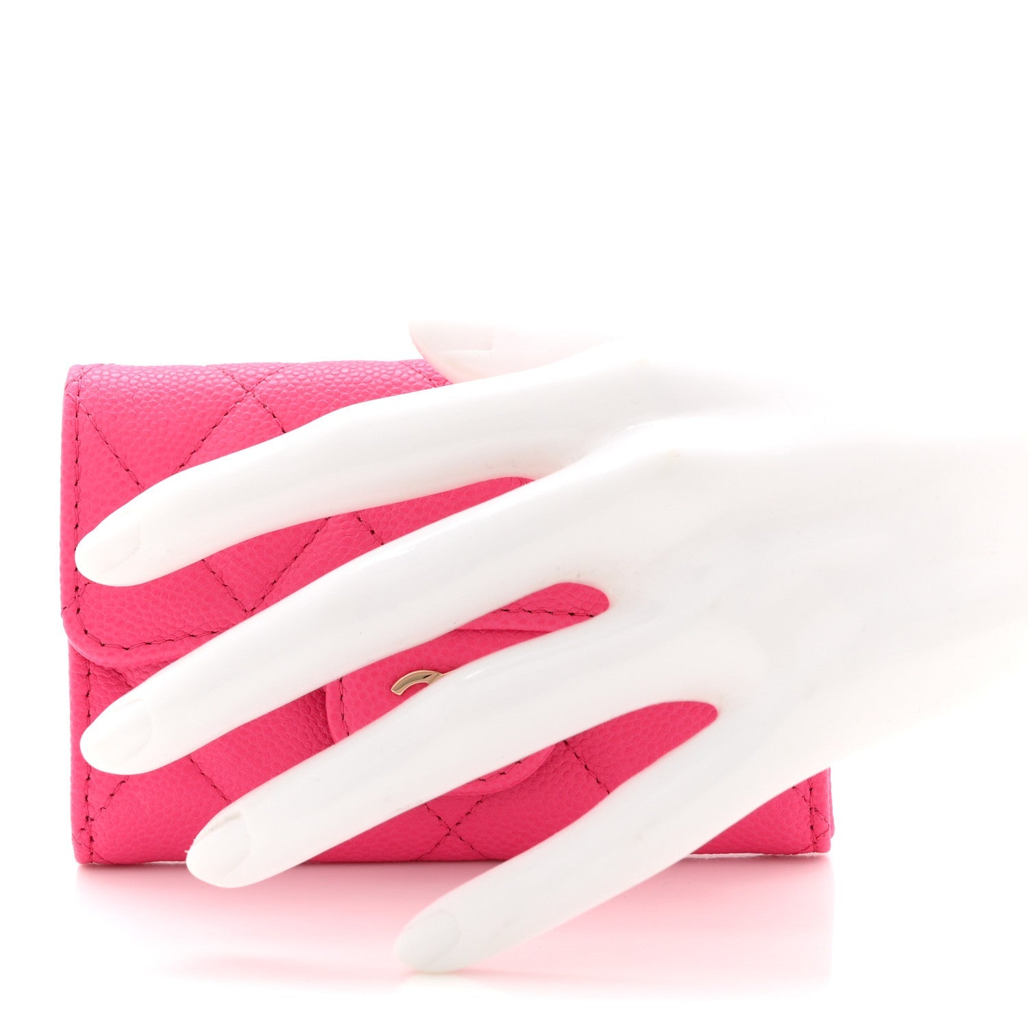 Caviar Quilted Flap  Holder Wallet Pink