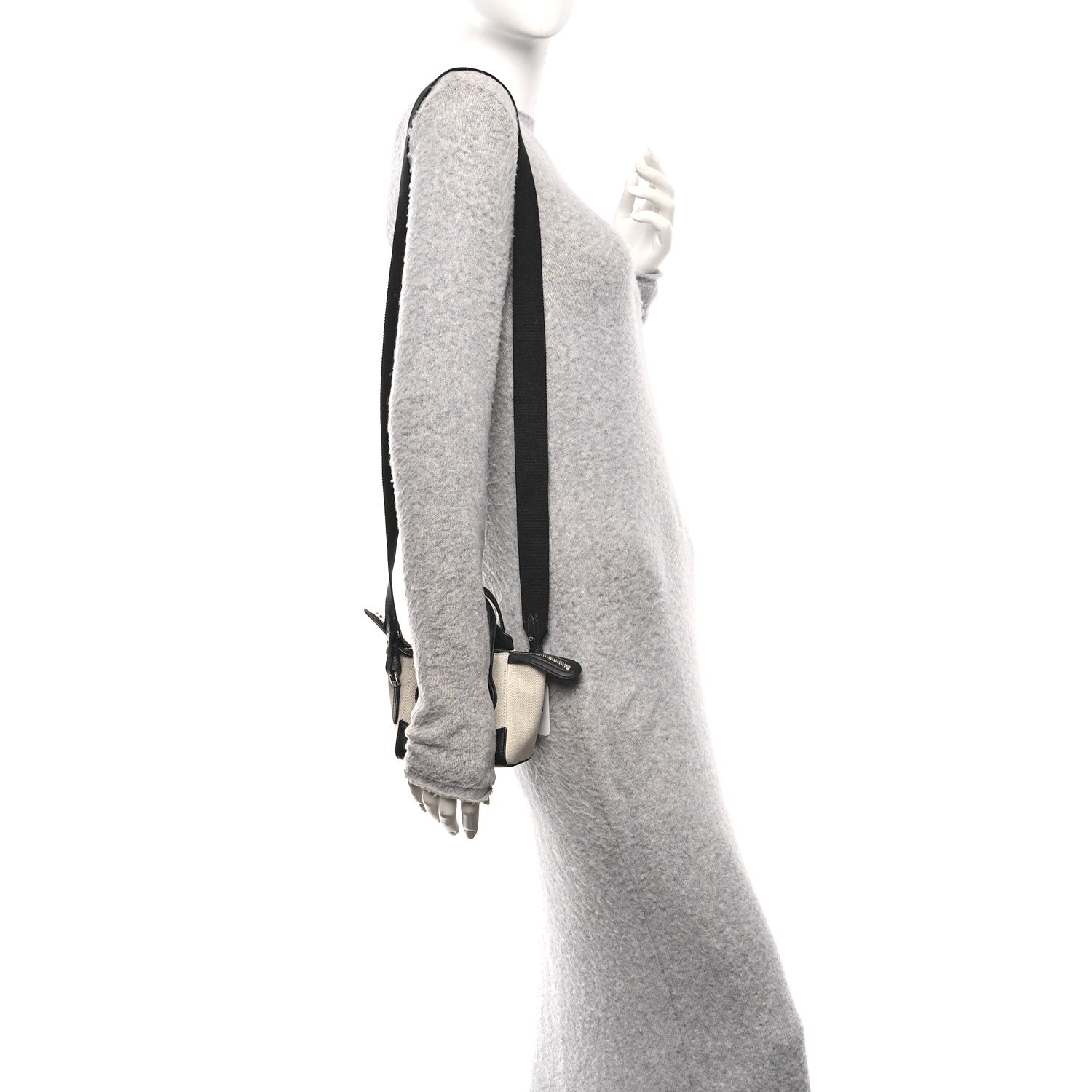 Calfskin Cotton Linen Nano Sesia Happy Day Bag Natural Black