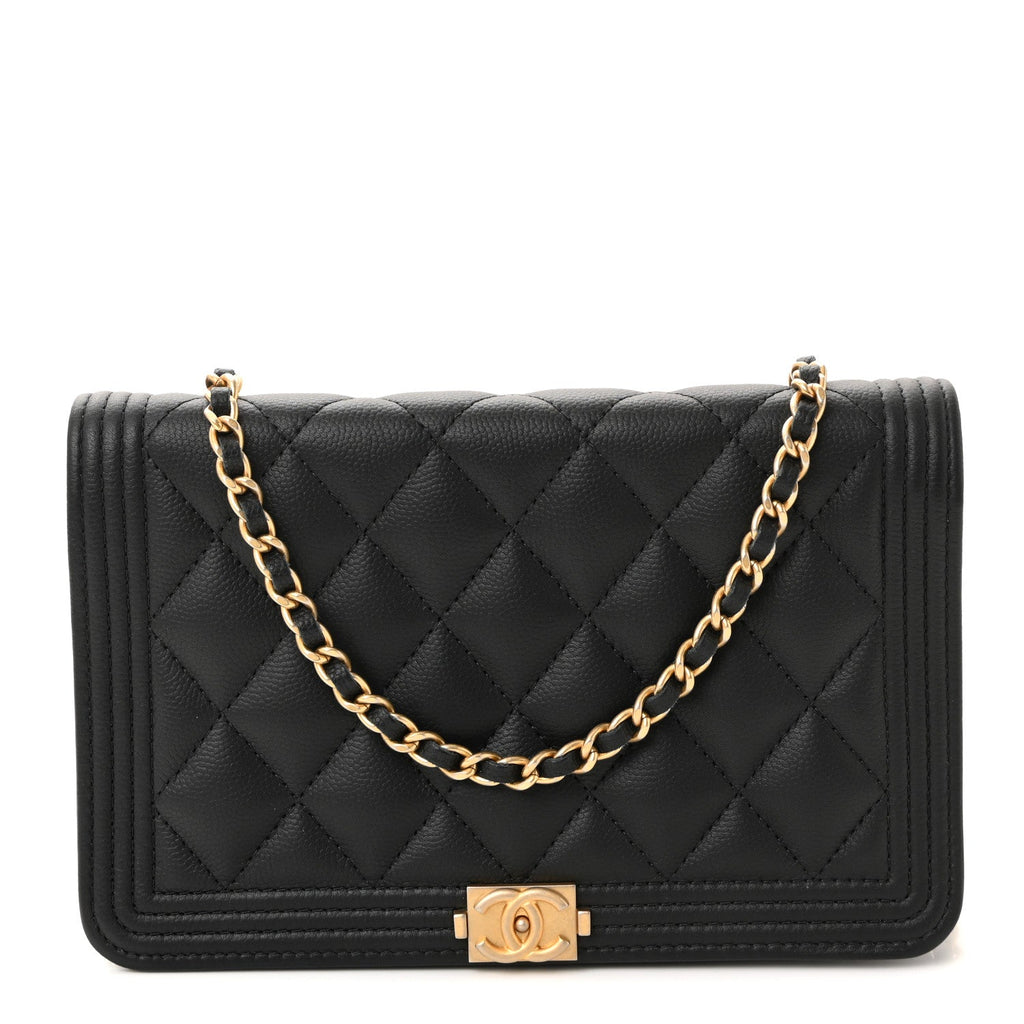 Caviar Quilted Boy Wallet On Chain WOC Black