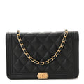 Caviar Quilted Boy Wallet On Chain WOC Black