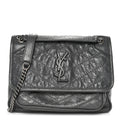 Crinkled Calfskin Matelasse Monogram Baby Niki Chain Satchel Storm