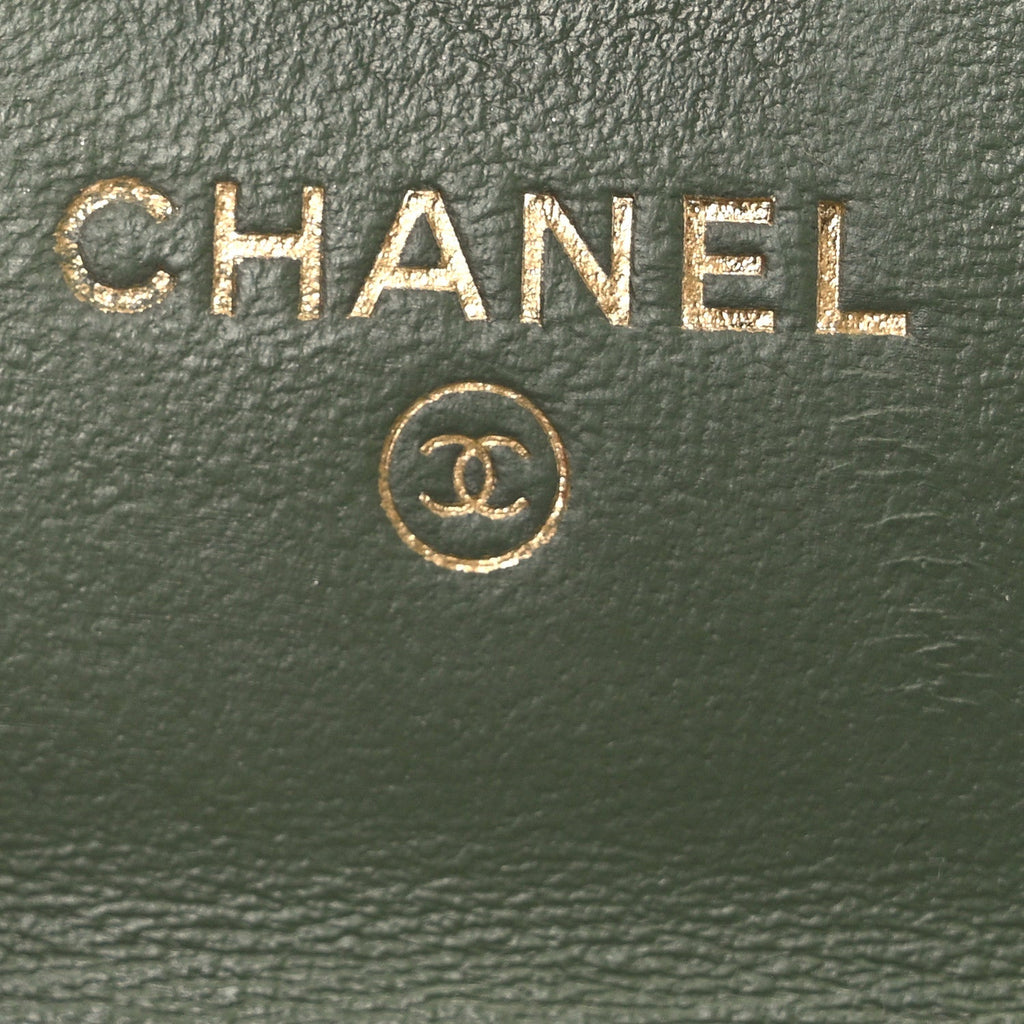 Lambskin Quilted Trendy CC  Holder On Chain Green