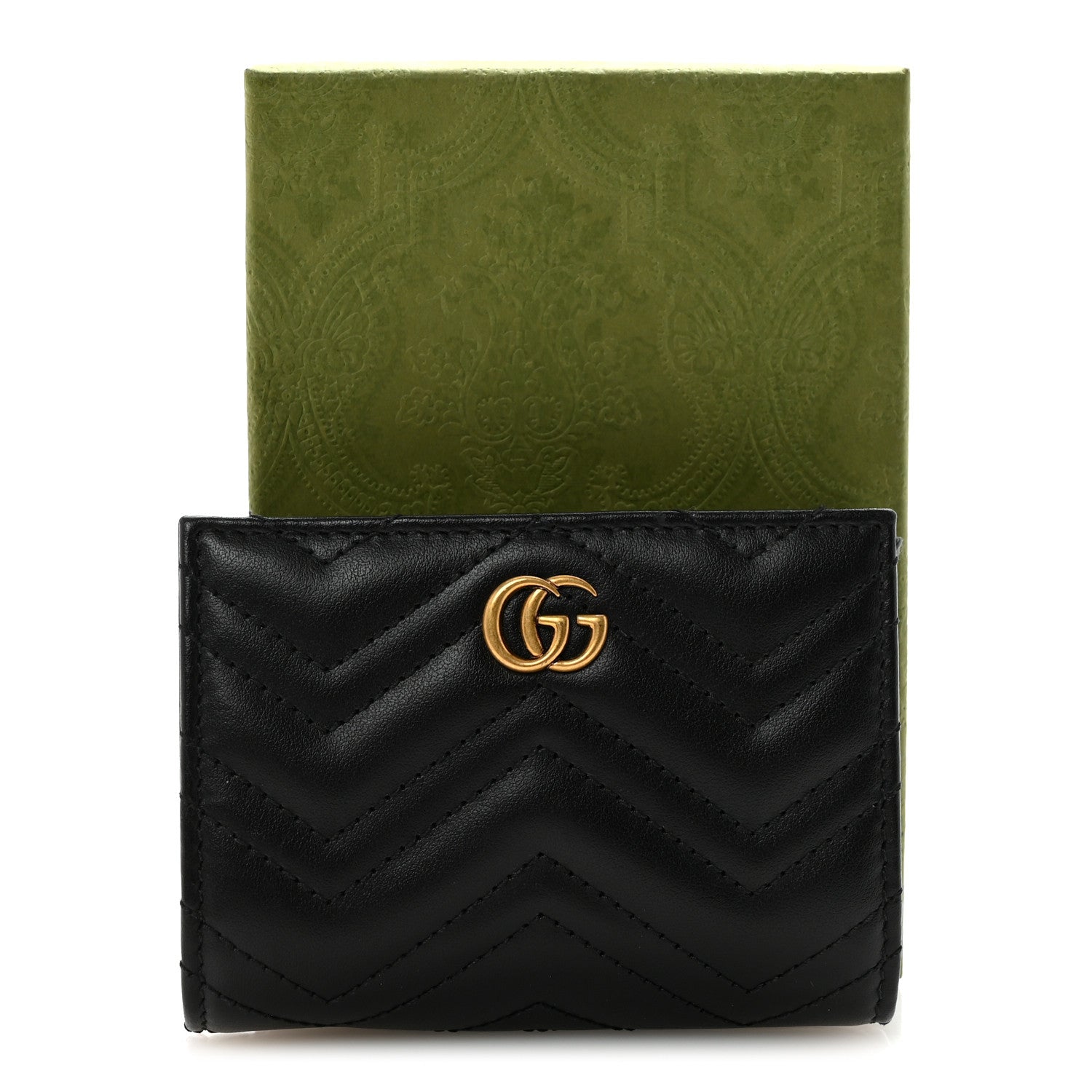 Calfskin Matelasse GG Marmont  Case Wallet Black