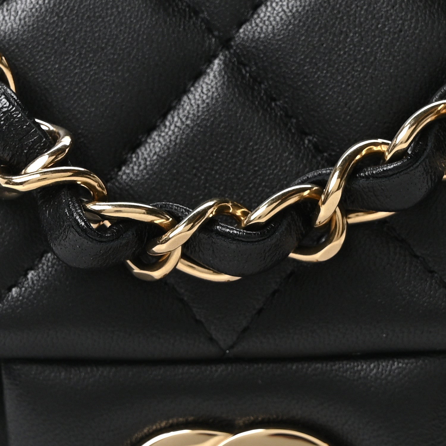 Lambskin Quilted Mini Rectangular Flap Black