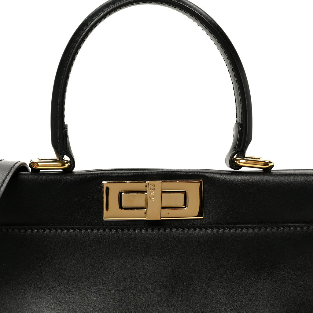 Vitello Morgan Fabric Jacquard Pequin Medium Peekaboo Iconic Satchel Black Tobacco