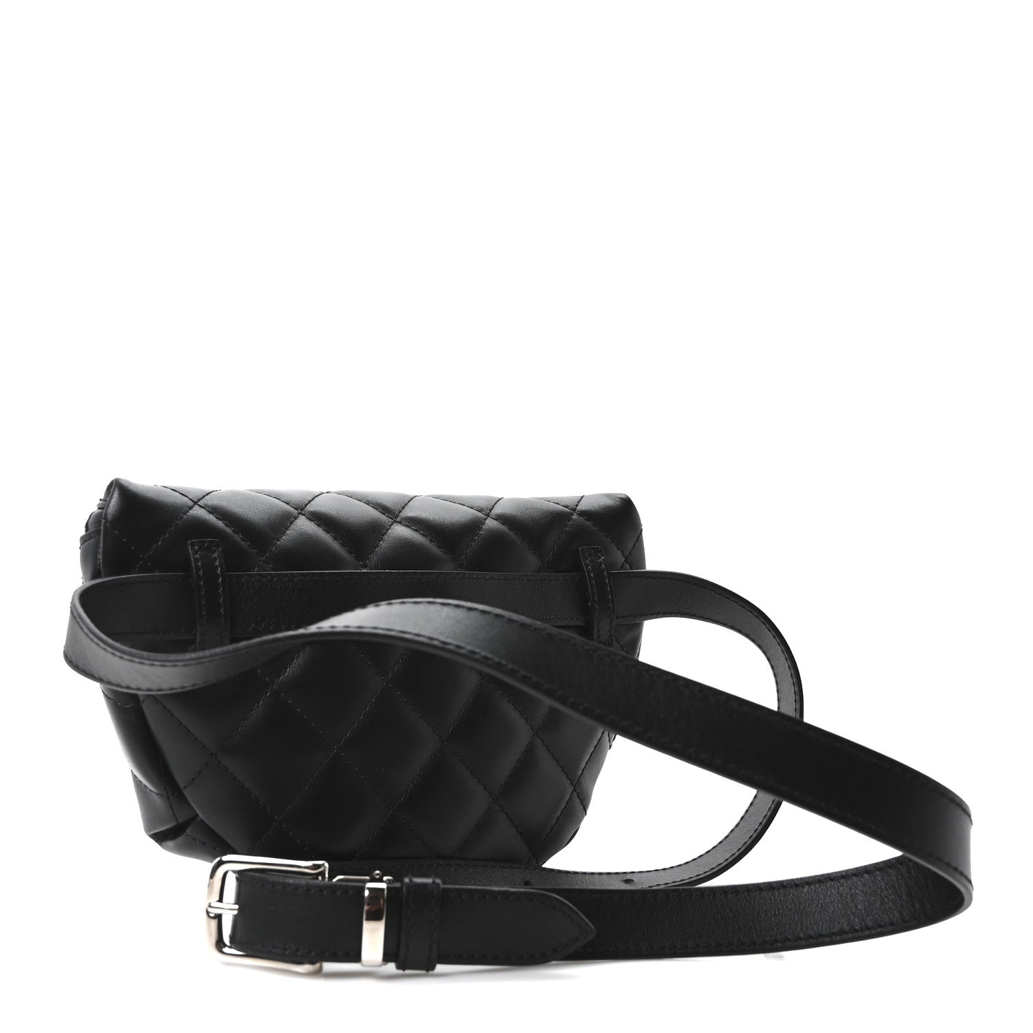 Calfskin Quilted Uniform Waist Belt Bag Black