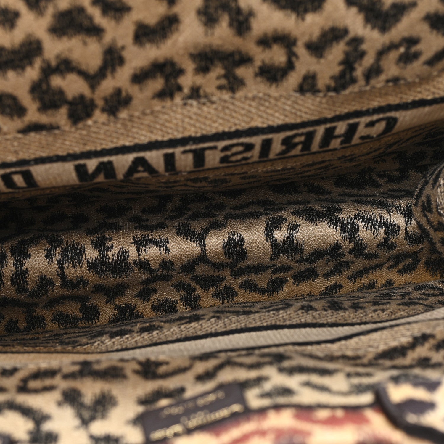 Canvas Mizza Embroidered Large Leopard Book Tote Beige